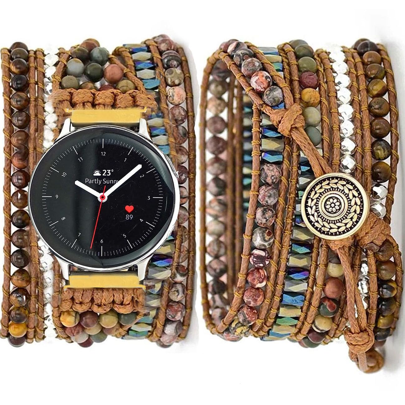 Samsung Galaxy Watch 6/5/4 Band - 20mm Boho Beaded Strap for Women & Men - Yoga & Meditation Accessory