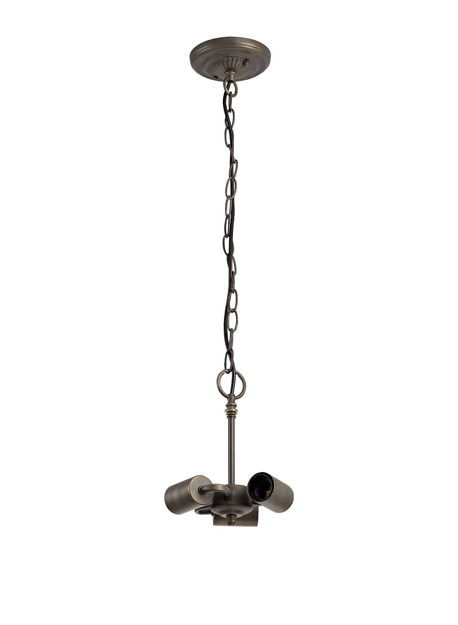 E27 Aero 3 Light Downlighter Pendant with 30cm Tiffany Shade in Beige, Clear Crystal & Antique Brass - Perfect for Dining Room, Kitchen Island, and Entryway Lighting