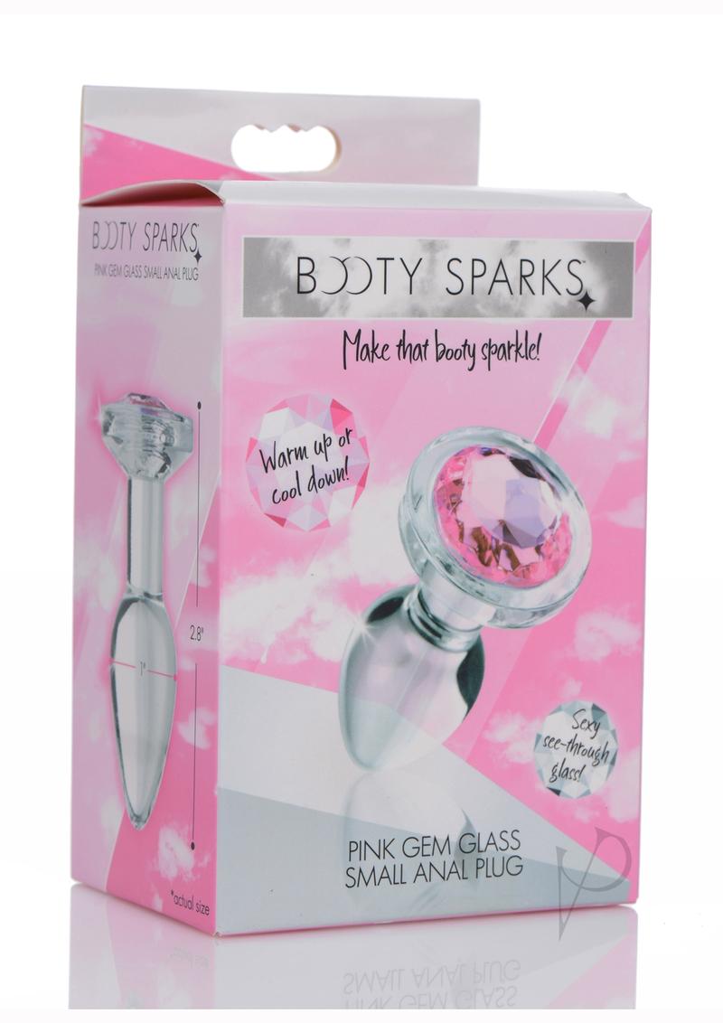 Booty Sparks Pink Gem Glass Anal Plug - Small Size, Vibrant Pink - Perfect for Sensual Play & Beginner Anal Training