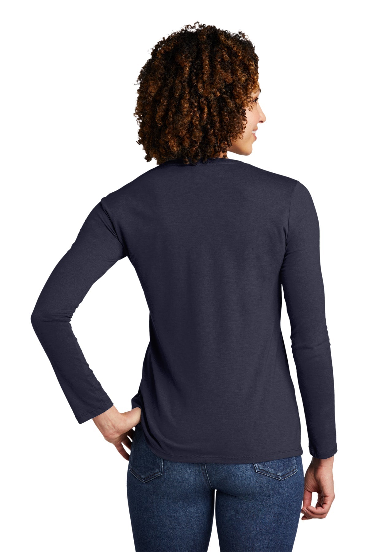 Allmade Women's Tri-Blend Long Sleeve T-Shirt | Soft Rebel Blue Crewneck Top for Casual Wear & Layering | Eco-Friendly Fashion for Everyday Comfort