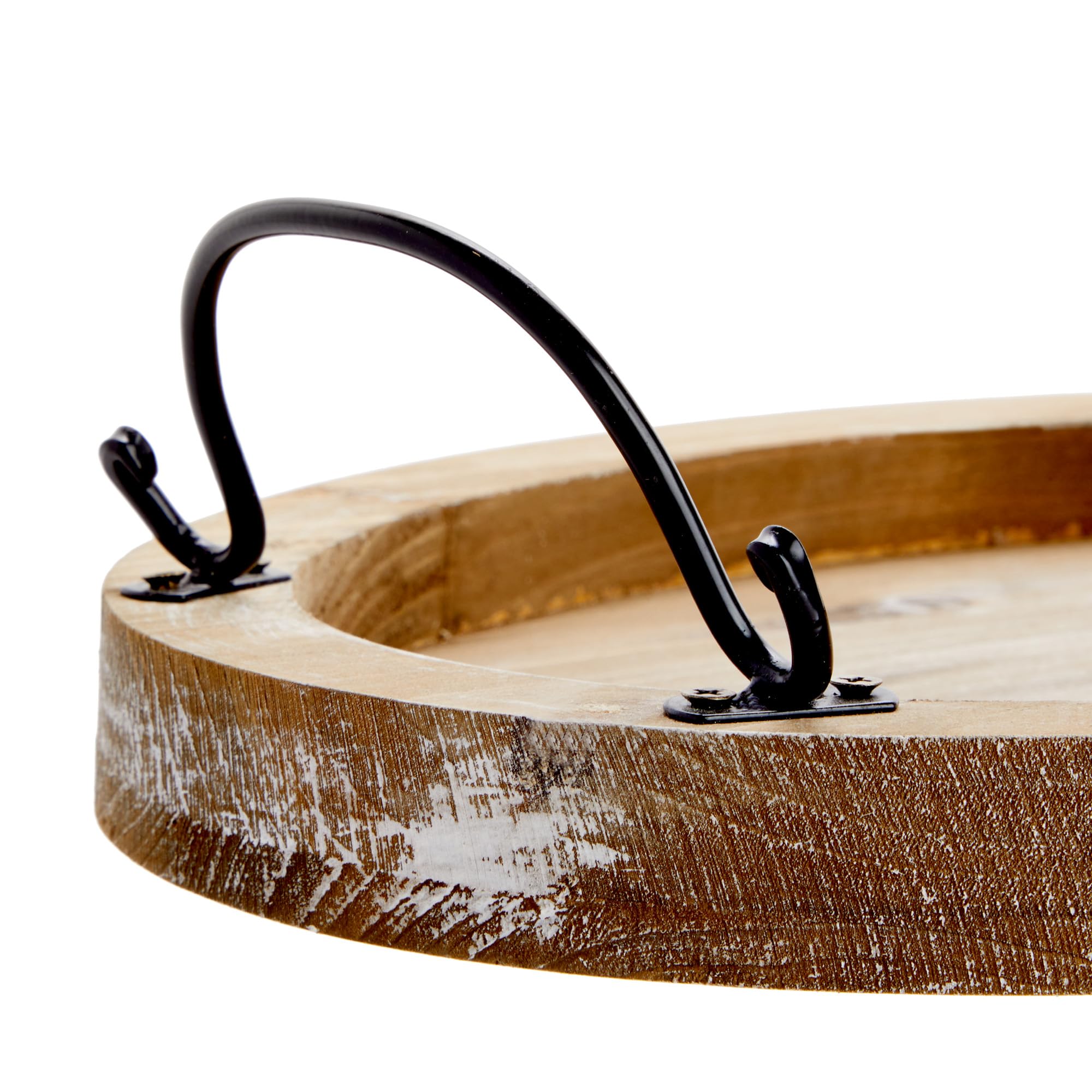 Handcrafted Wooden Serving Tray with Handles - 16x11 Inch Oval Wood Platter for Coffee Table Decor, Farmhouse Style Home Accessories - Perfect for Breakfast in Bed, Tea Service & Living Room Organization