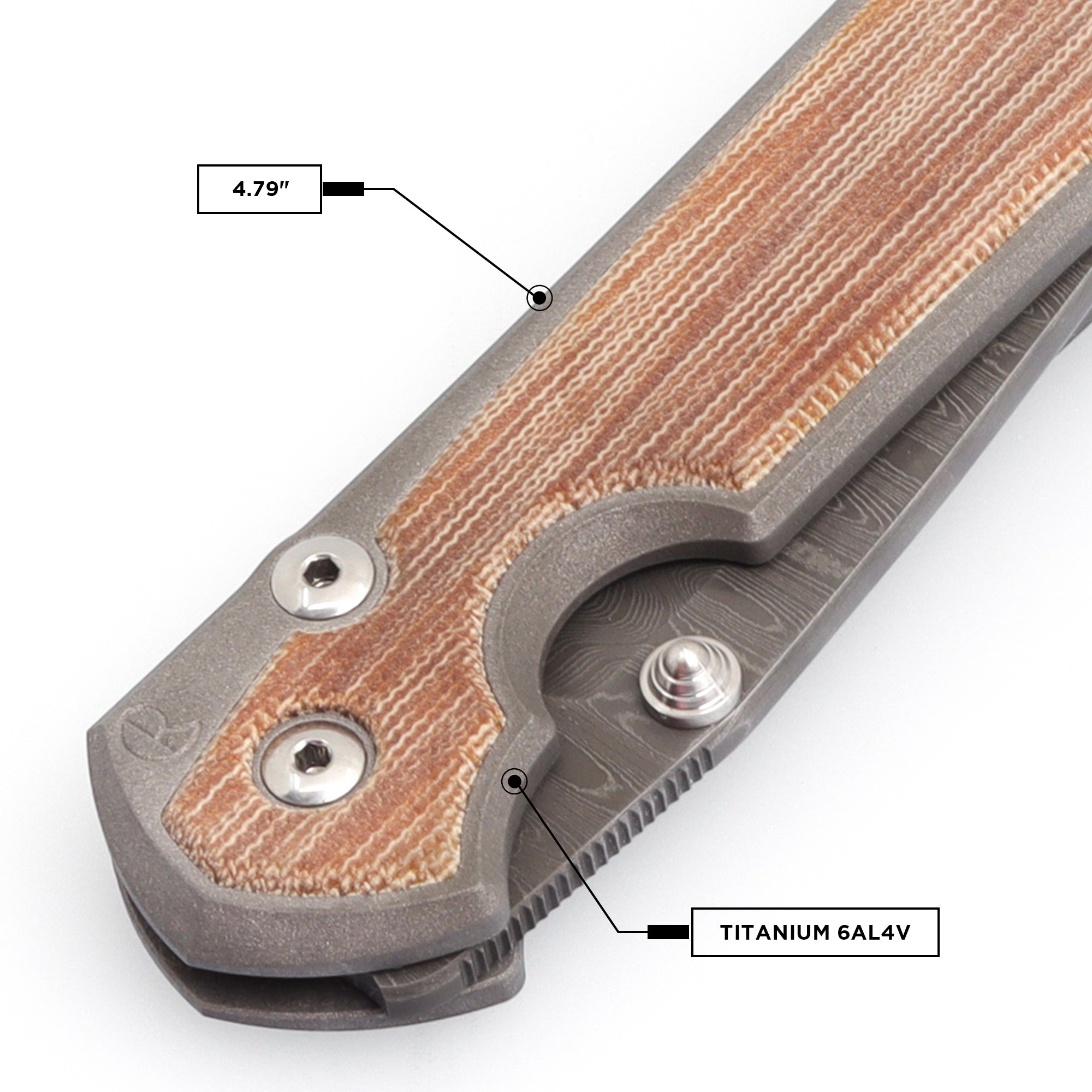 Chris Reeve Knives Large Sebenza 31 Drop Point Folding Knife - Ladder Damascus Steel Blade with Natural Canvas Micarta Inlay Handles - Perfect for EDC, Outdoor Adventures & Collectors