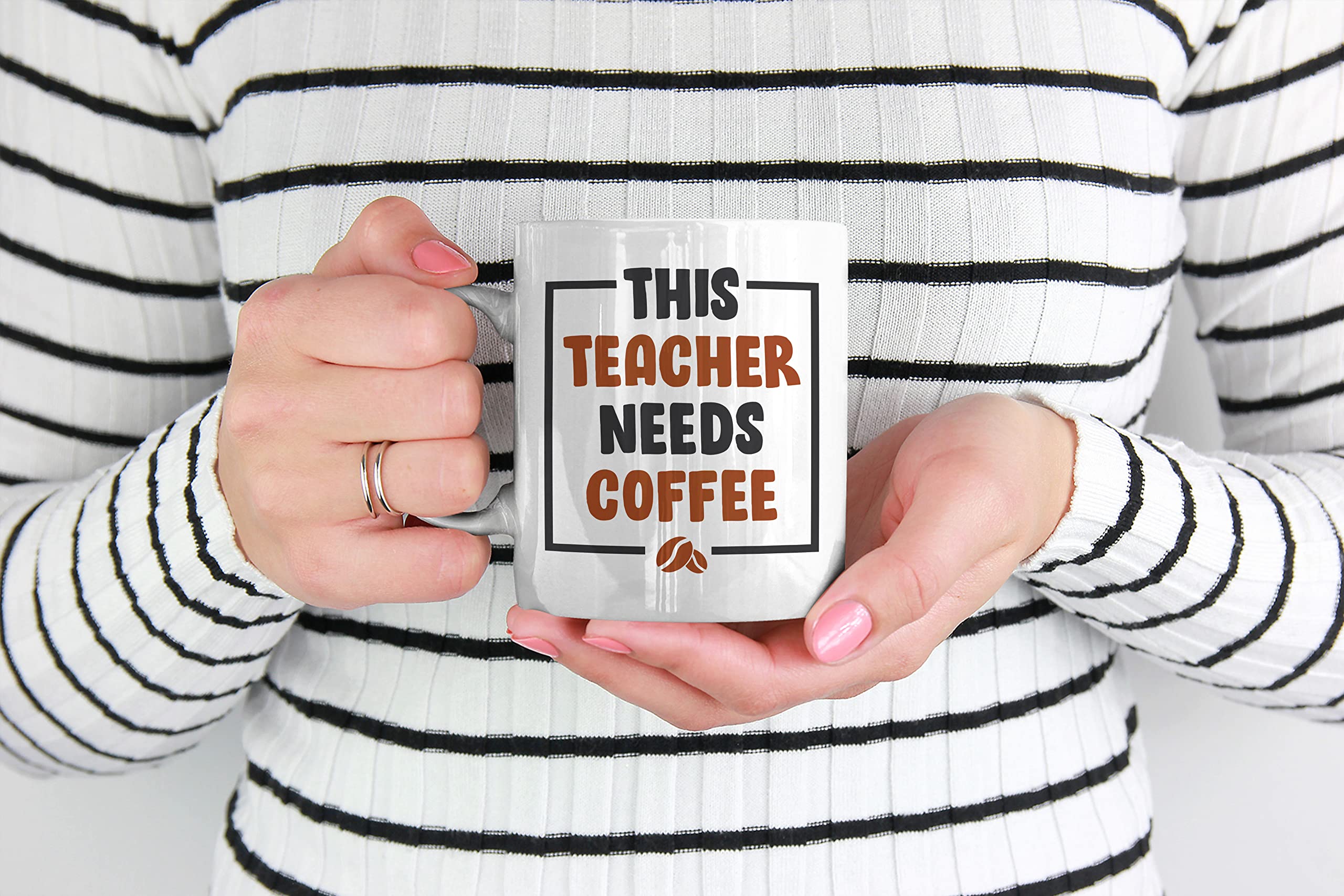 Caffeine Lover Teacher's Coffee & Tea Mug - 11oz Ceramic Cup with Inspirational Quote, Perfect Gift for Educators, Professors & School Staff - Ideal for Classroom, Office & Home Use