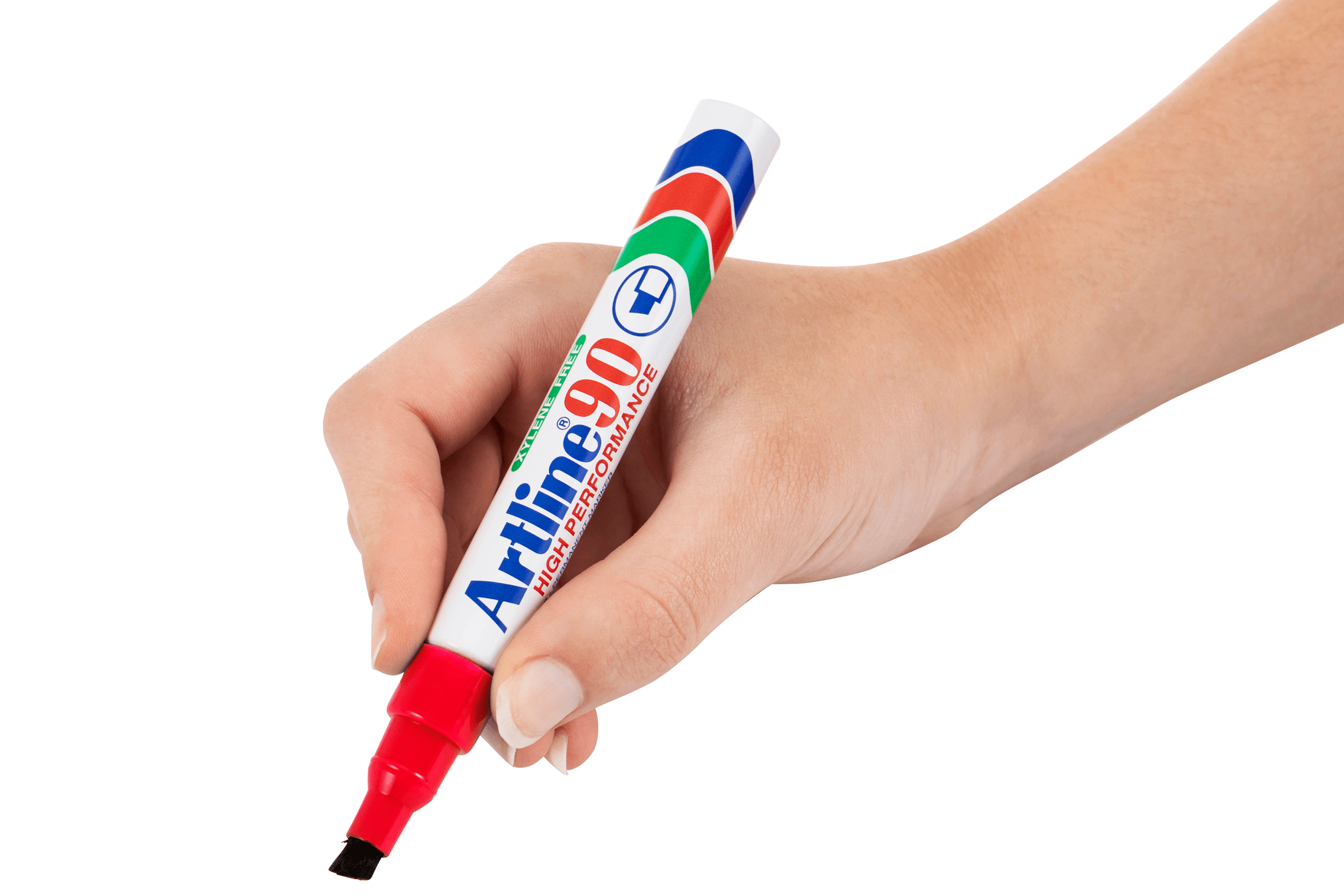 Artline 90 Permanent Marker - 5mm Chisel Tip, Red Ink, Pack of 12 - Ideal for Labeling, Crafting & Office Use
