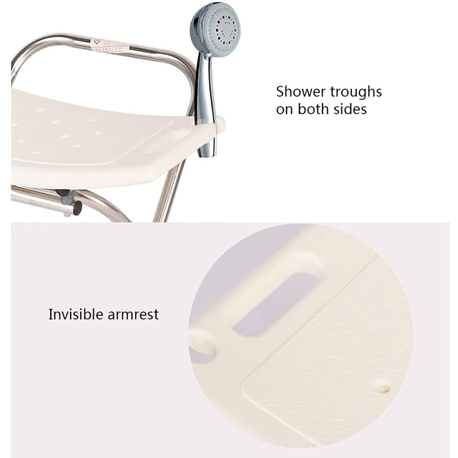 **Adjustable Folding Shower Chair with Removable Back & Arms - Lightweight Medical Spa Bathtub Seat Bench for Elderly & Disabled - Perfect for Bathroom Safety & Relaxation**