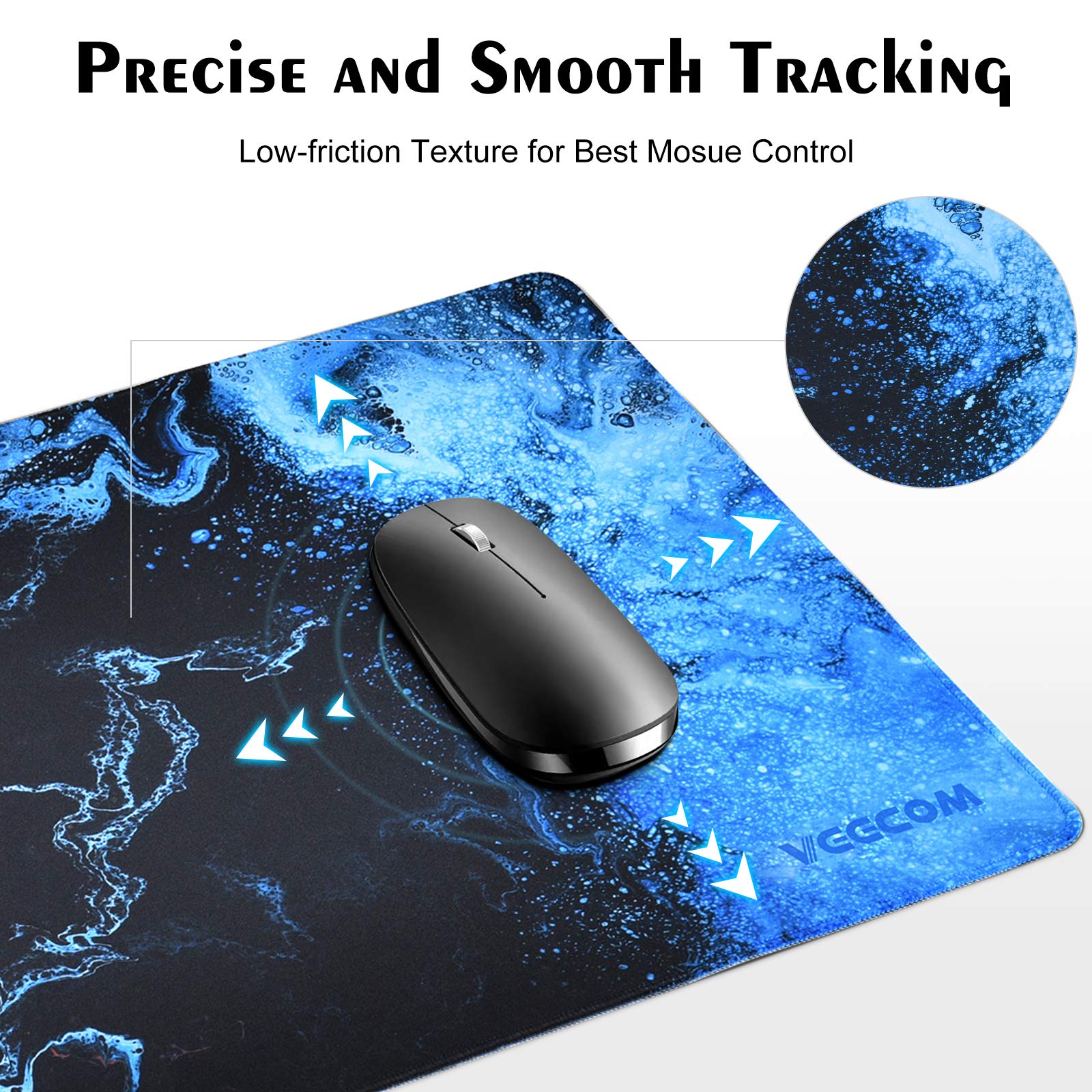 Veecom Large Gaming Mouse Pad 800x400x3mm - Non-Slip Extended Mouse Mat for PC, Laptop & Keyboard - Blue XL Desk Mousepad for Gamers, Office & Home Use