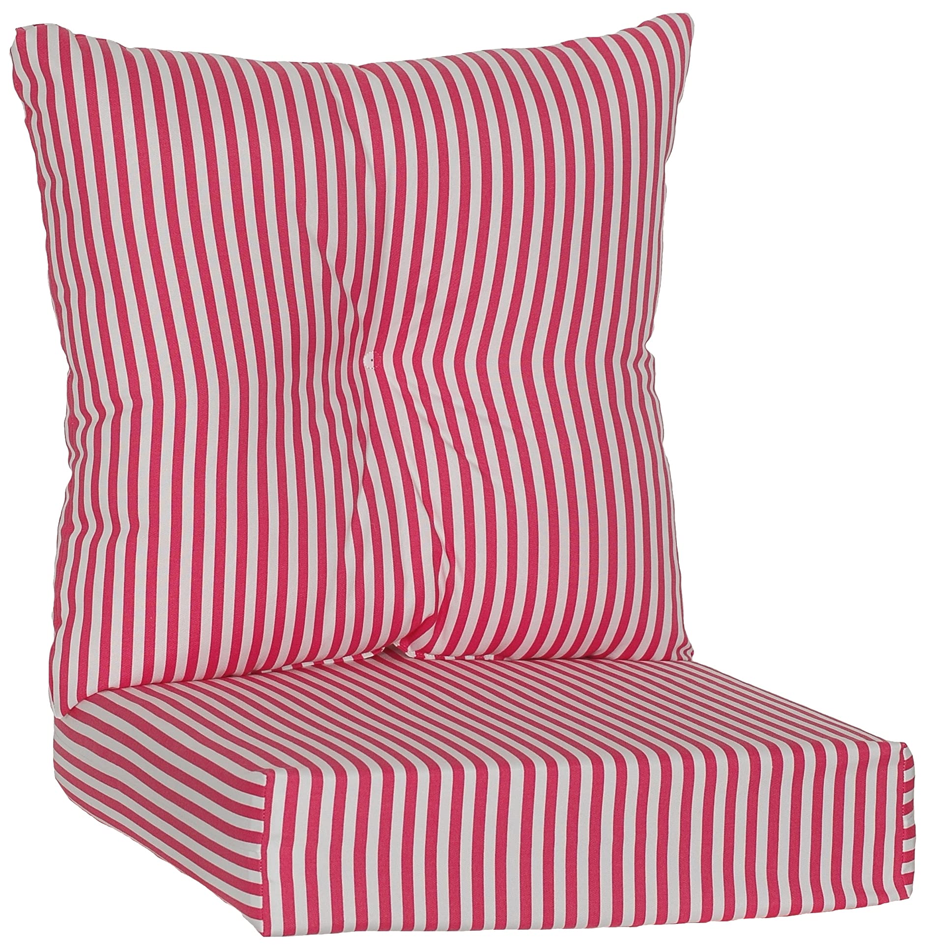 Outdoor/Indoor 2-Piece Cushion Set - 22x22x5 Inch Seat & 23x23x7 Inch Back Cushion - Trapeze Stripe Flamingo Pink - Perfect for Patio Furniture, Poolside Lounging, and Garden Decor