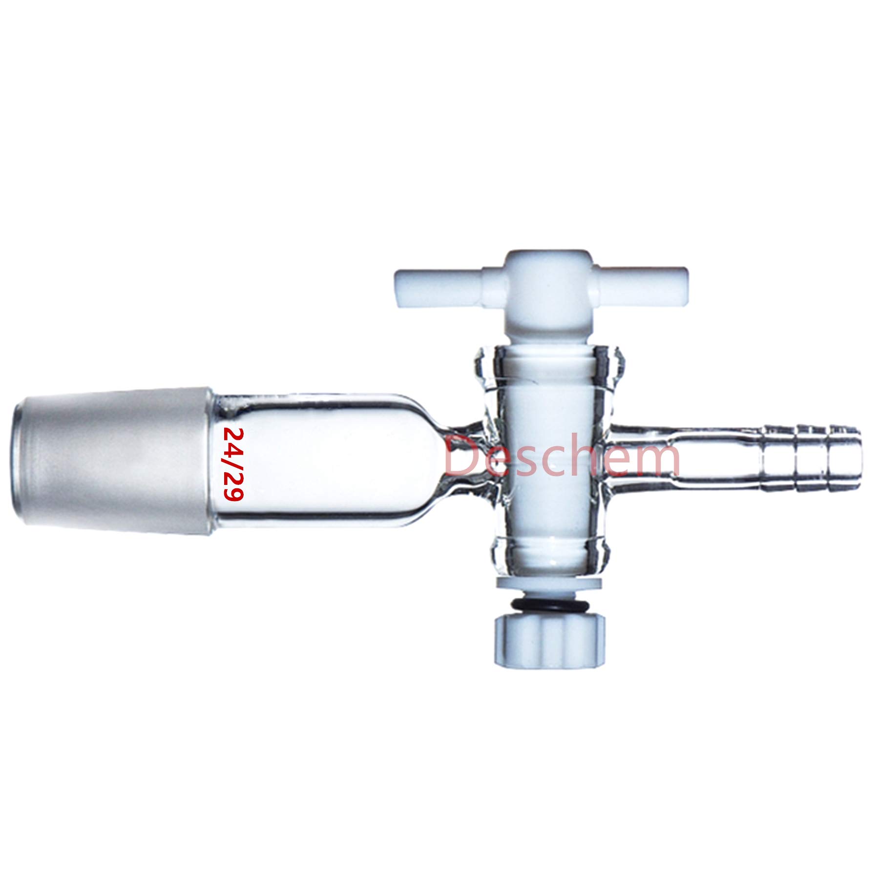 24/29 Straight Glass Vacuum Adapter with PTFE Stopcock for Lab Distillation