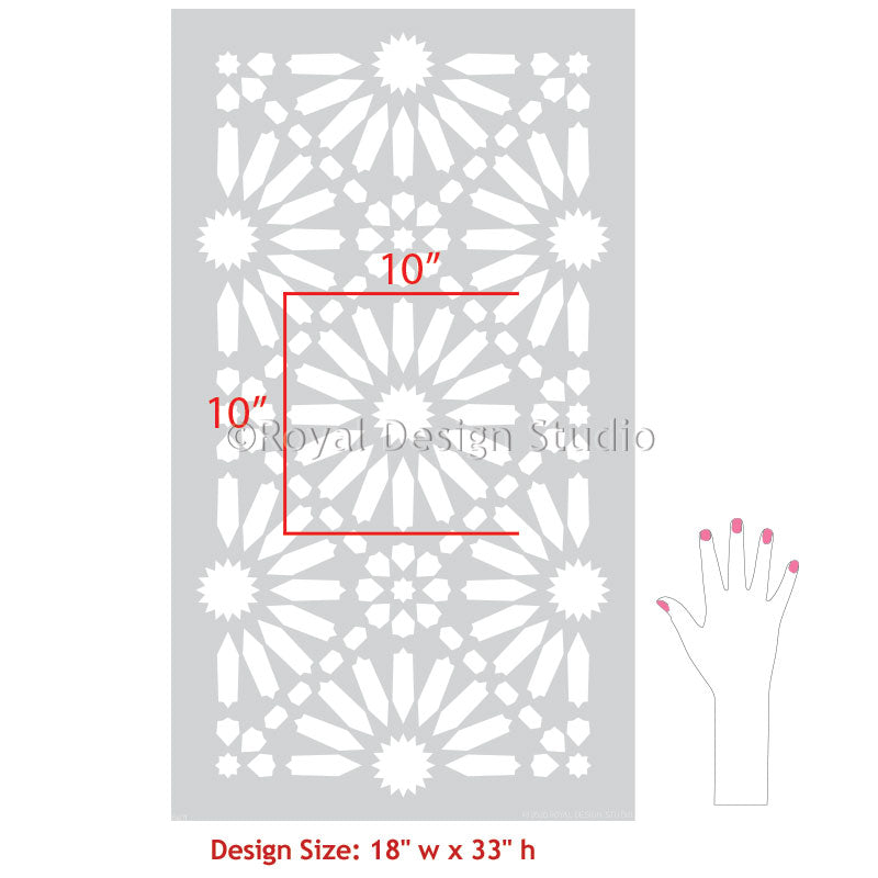 Baraka Tile Allover Stencil - Reusable DIY Wall Stencil for Home Decor, Bathroom, Kitchen Backsplash - Perfect for Painting Patterns on Tiles, Walls, and Floors