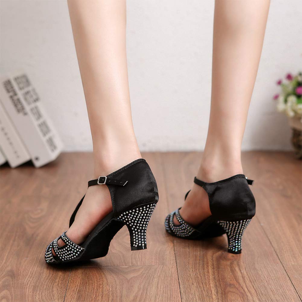Hipposeus Women's Rhinestone Latin Dance Shoes - Ballroom, Salsa, Tango Performance & Practice Shoes - Model 419 for Parties, Weddings & Dance Competitions