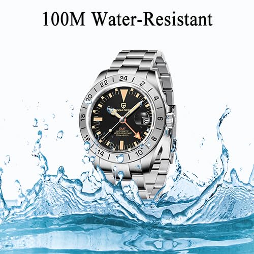 Pagani Design Men's Automatic GMT Watch - 42mm Stainless Steel, Sapphire Crystal, Waterproof & Luminous - Perfect for Business, Travel & Outdoor Sports