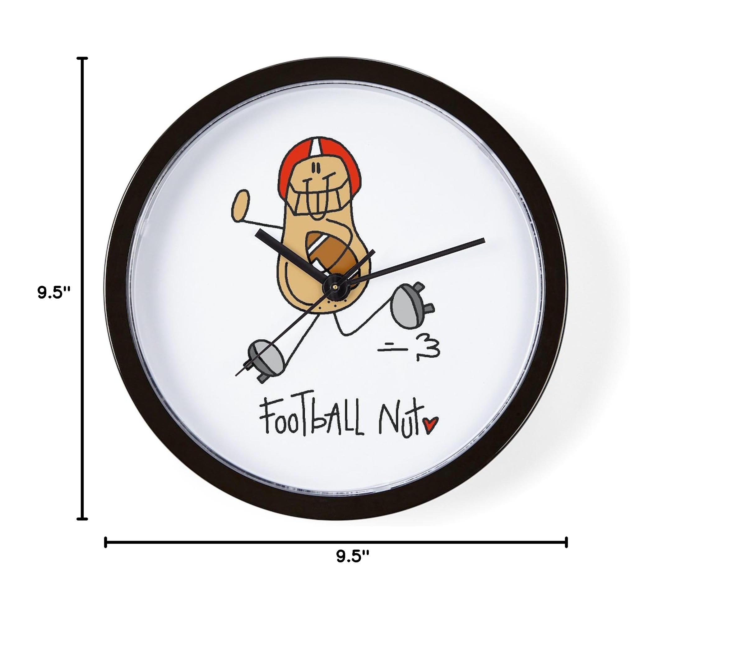 10-Inch Football Nut Wall Clock - Perfect for Living Room, Kitchen, or Office Decor | Sports Fan Gift & Home Accessory