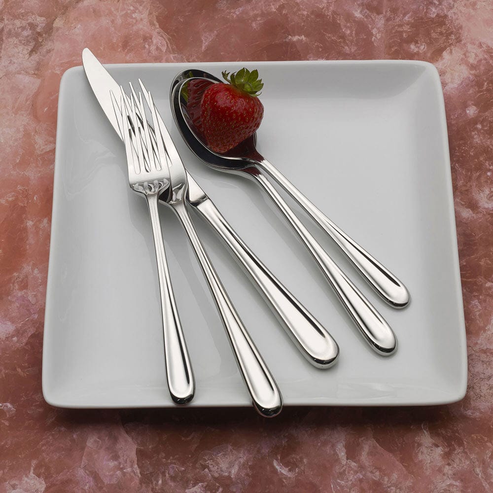Olivia Forged 42-Piece Stainless Steel Flatware Set - Service for 8 People - Elegant Dinnerware for Formal Dining, Wedding Registry & Holiday Entertaining