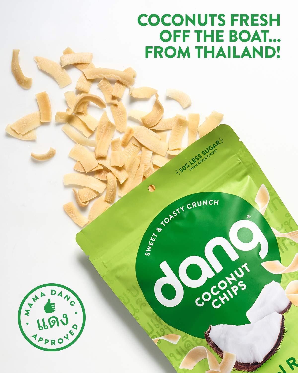 Dang Toasted Coconut Chips - Vegan, Gluten Free, Non GMO Healthy Snack - Whole Food Ingredients - Original Flavor - 3.17oz (Pack of 6) | Perfect for On-the-Go, Yoga, Hiking & Healthy Lifestyle
