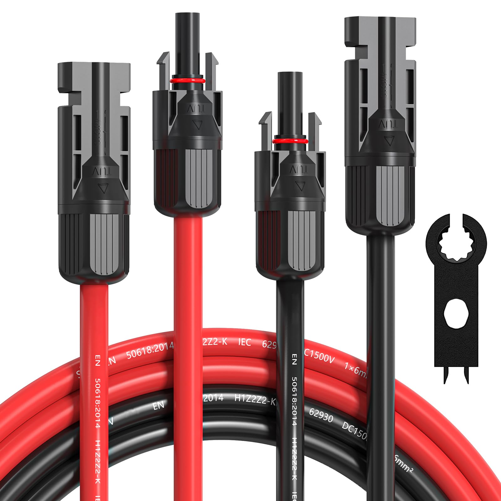 10AWG Solar Extension Cable 30Ft Red & Black - Weatherproof PV Wire with Universal Solar Connectors (Plug & Play) - Perfect for RV, Boat, Off-Grid Solar Systems & Outdoor Power Applications