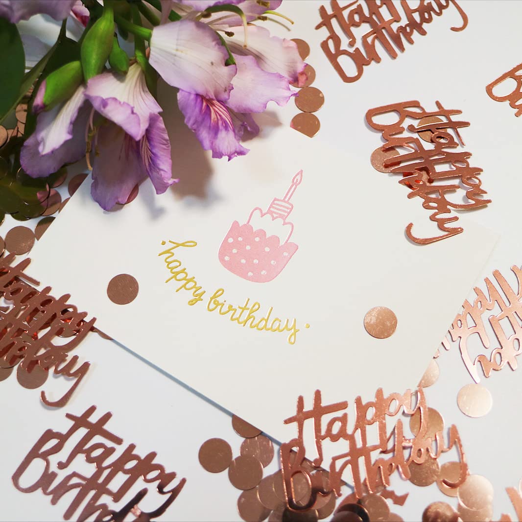 Rose Gold Birthday Confetti Sequins - EMAAN Foil Confetti for Party Decorations, Table Sprinkle & Dessert Toppers | Perfect for Birthday Celebrations, Baby Showers & Wedding Receptions