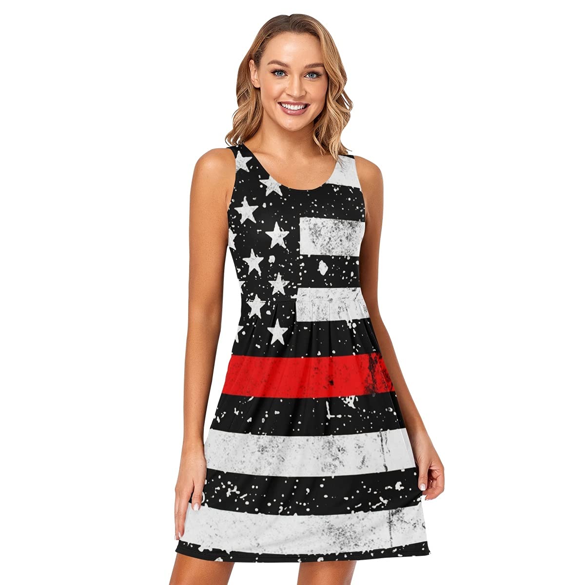 Women's Sleeveless Summer Beach Dress - Casual Sun Dress with Pockets for Vacation, Pool Party & Outdoor Activities