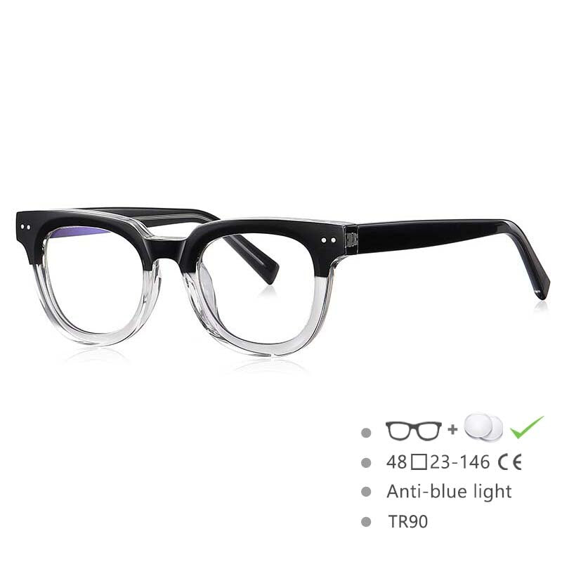 CCSpace Unisex Full Rim Square TR90 Titanium Frame Eyeglasses 54560 - Lightweight & Durable Glasses for Work, Reading & Everyday Use