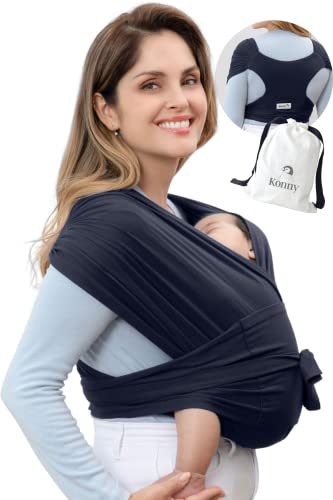 Konny Baby Carrier Wrap - Adjustable & Easy to Use Infant Sling for Newborns to 44 lbs | Ergonomic Design for Hands-Free Babywearing | Perfect for Moms, Dads & Caregivers | Ideal for Shopping, Hiking & Daily Errands (Navy, 4XL)