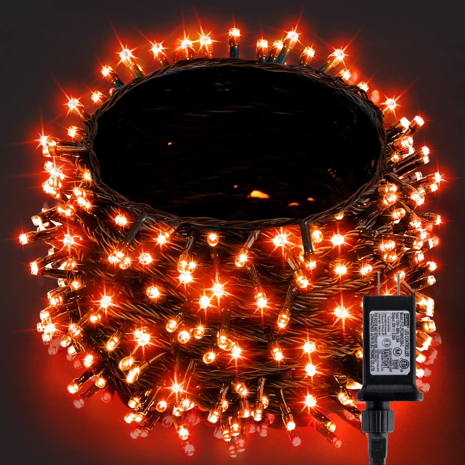 BlcTec 300 LED Orange Halloween String Lights - 108FT Waterproof Connectable Plug-in with 8 Lighting Modes & Timer - Perfect for Yard, Porch, Haunted House, Christmas and Holiday Decorations