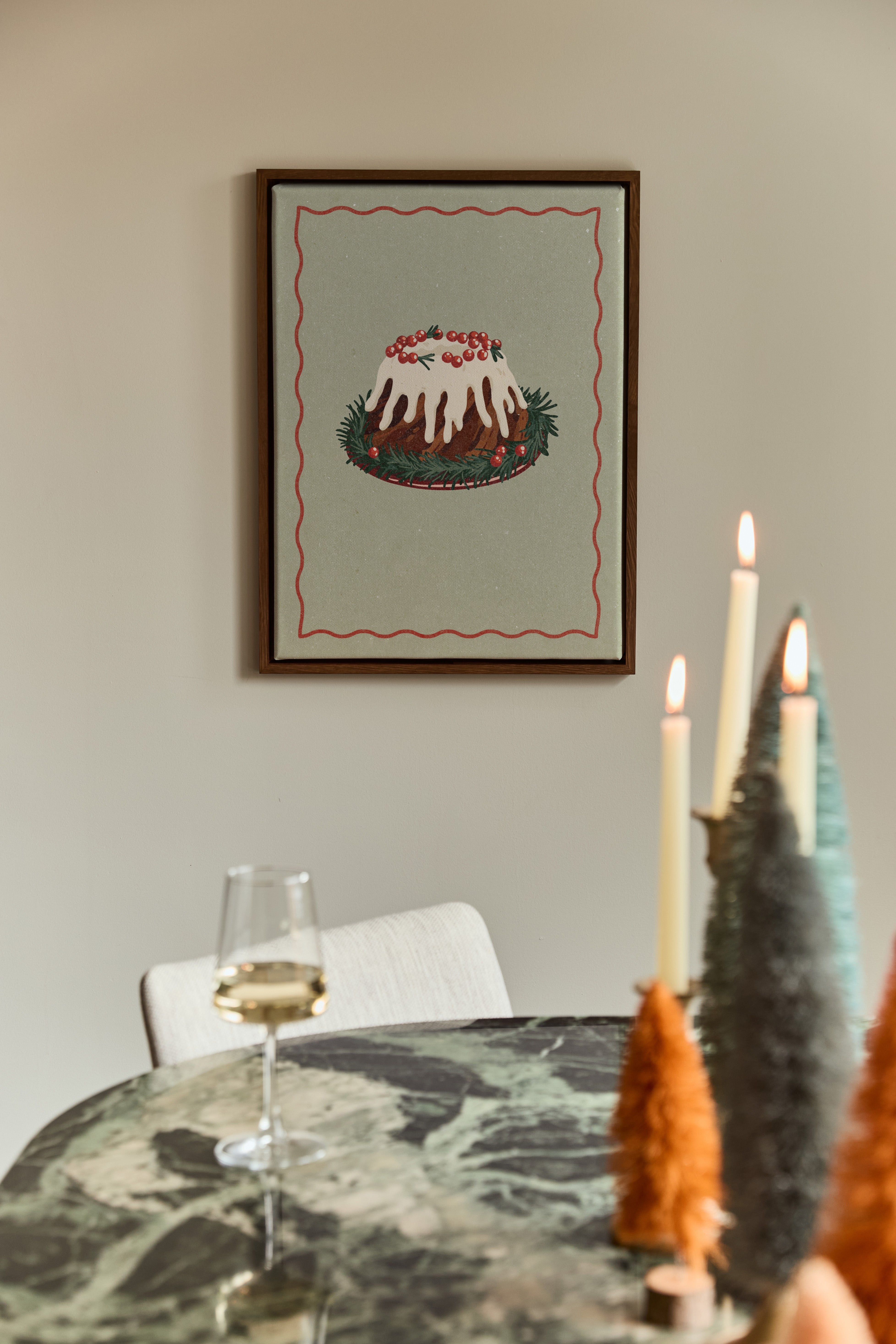Christmas Pudding Poster - Festive Holiday Dessert Art Print - Perfect for Home Decor, Kitchen Wall Art, and Christmas Party Decorations