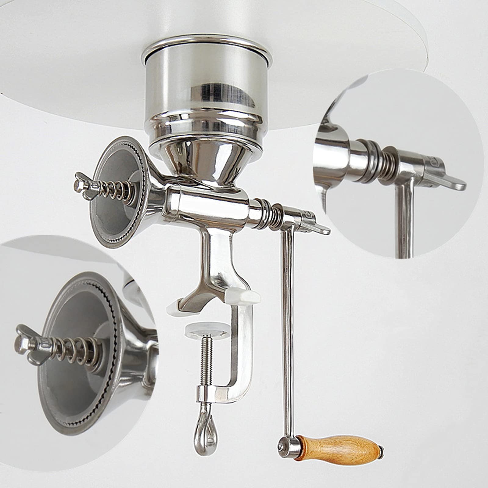 Premium Stainless Steel Manual Grain Grinder - Heavy Duty Cast Iron Mill for Coffee Beans, Rice, Wheat & Spices | Perfect for Home Brewing, Camping & Emergency Food Prep