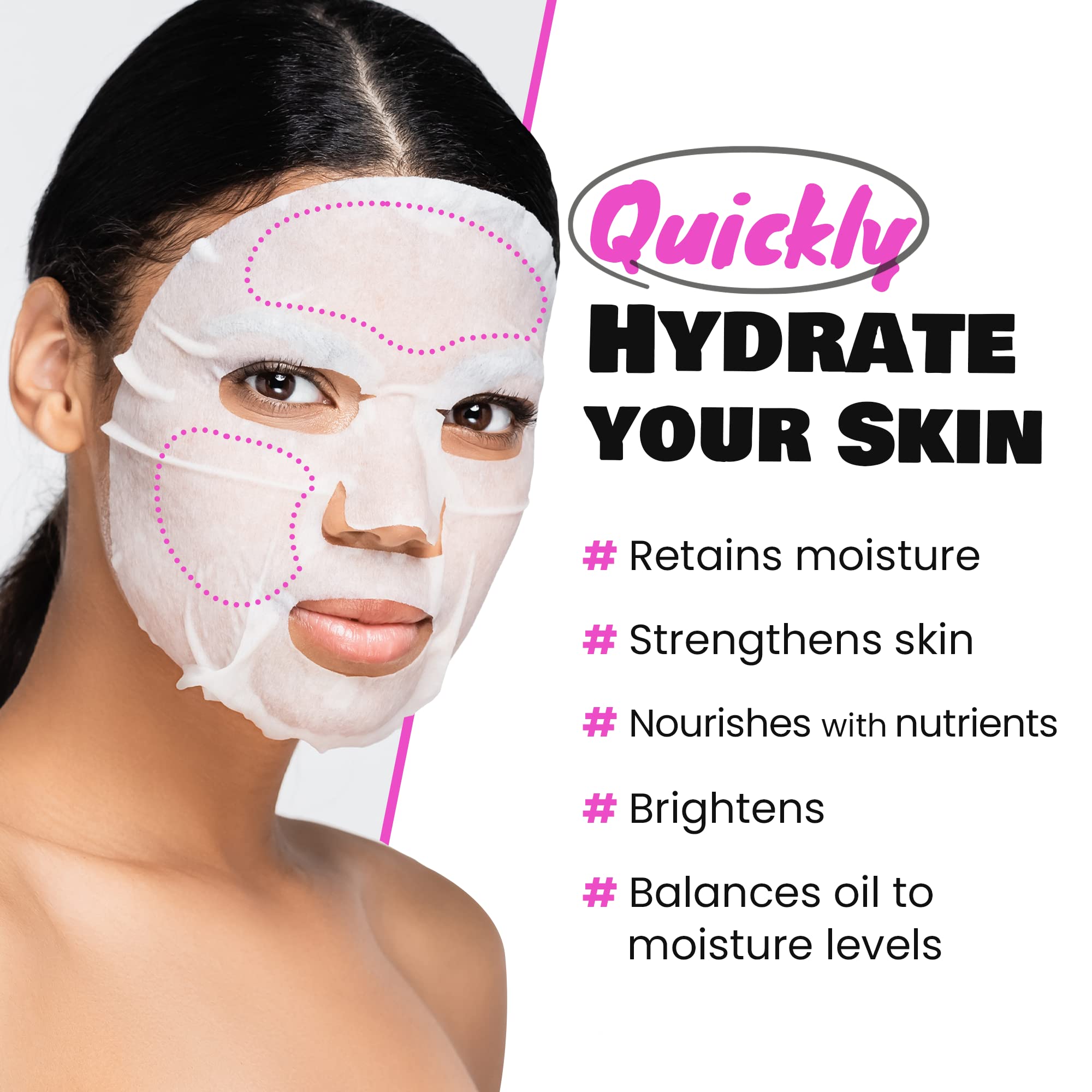 DEWYTREE Pick and Quick Moisture Full Face Mask 30 Sheets | Korean Collagen Sheet Mask for Hydrating & Nourishing Skin | Ceramide Infused Facial Mask Set for Deep Moisturizing | Perfect for Daily Skincare, Spa Day, or Travel Essentials