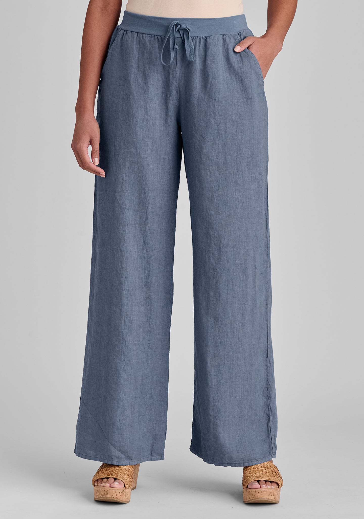 Linen Drawstring Pants for Women - Comfortable Flat Iron Pants with Elastic Waist - Casual Summer Lounge Pants for Yoga, Travel & Home Wear