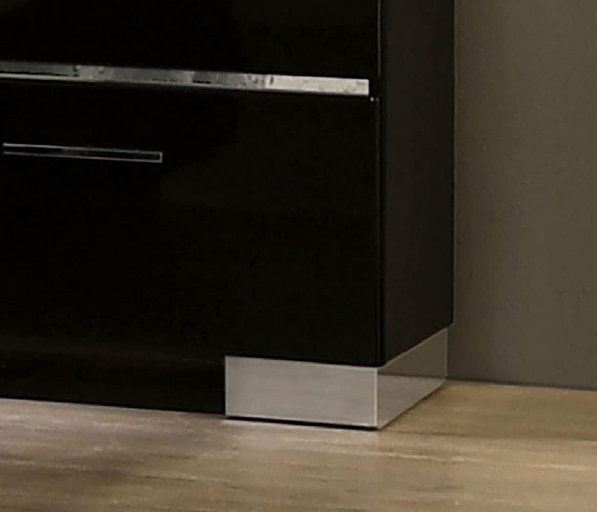 Black 2-Drawer Nightstand with Chrome Handles & Feet - Modern Bedside Table for Bedroom, Living Room, or Office Storage