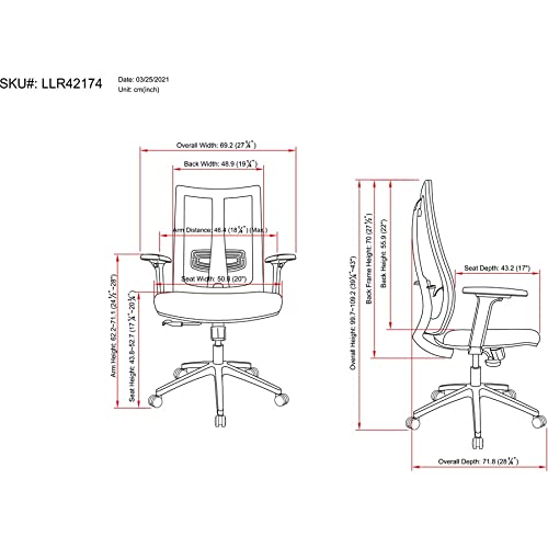Lorell High-Back Black Molded Seat Chair - Ergonomic Office Chair for Home & Work, Comfortable Desk Chair with Lumbar Support - Perfect for Office, Gaming, Study & Workspaces