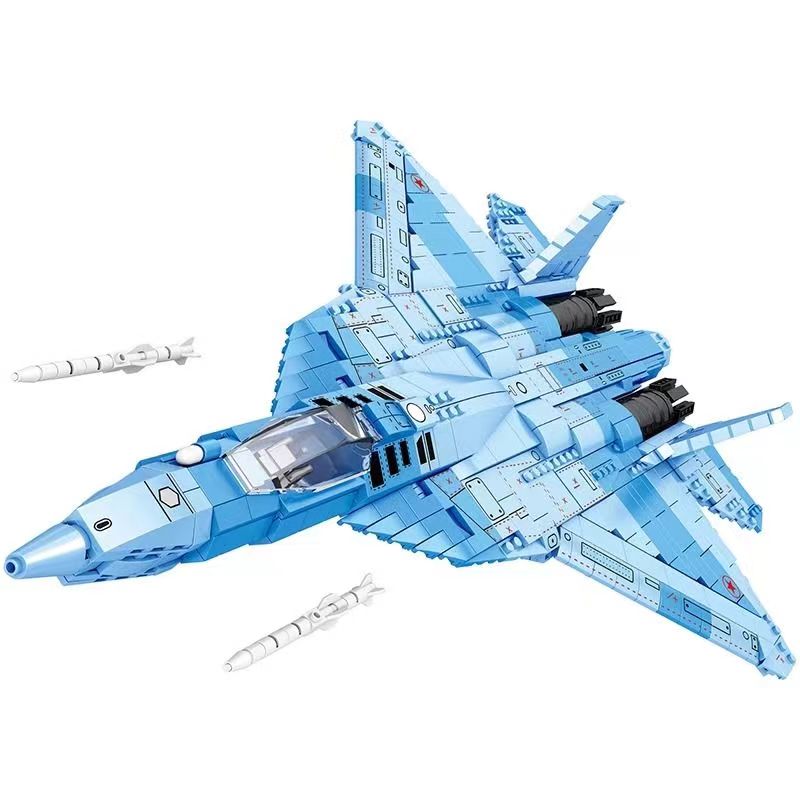 Reobrix 33030 SU-57 Stealth Fighter Model Building Kit - DIY Military Aircraft Toy for Adults & Teens - Perfect for Collectors, Gifts, and Home Office Display