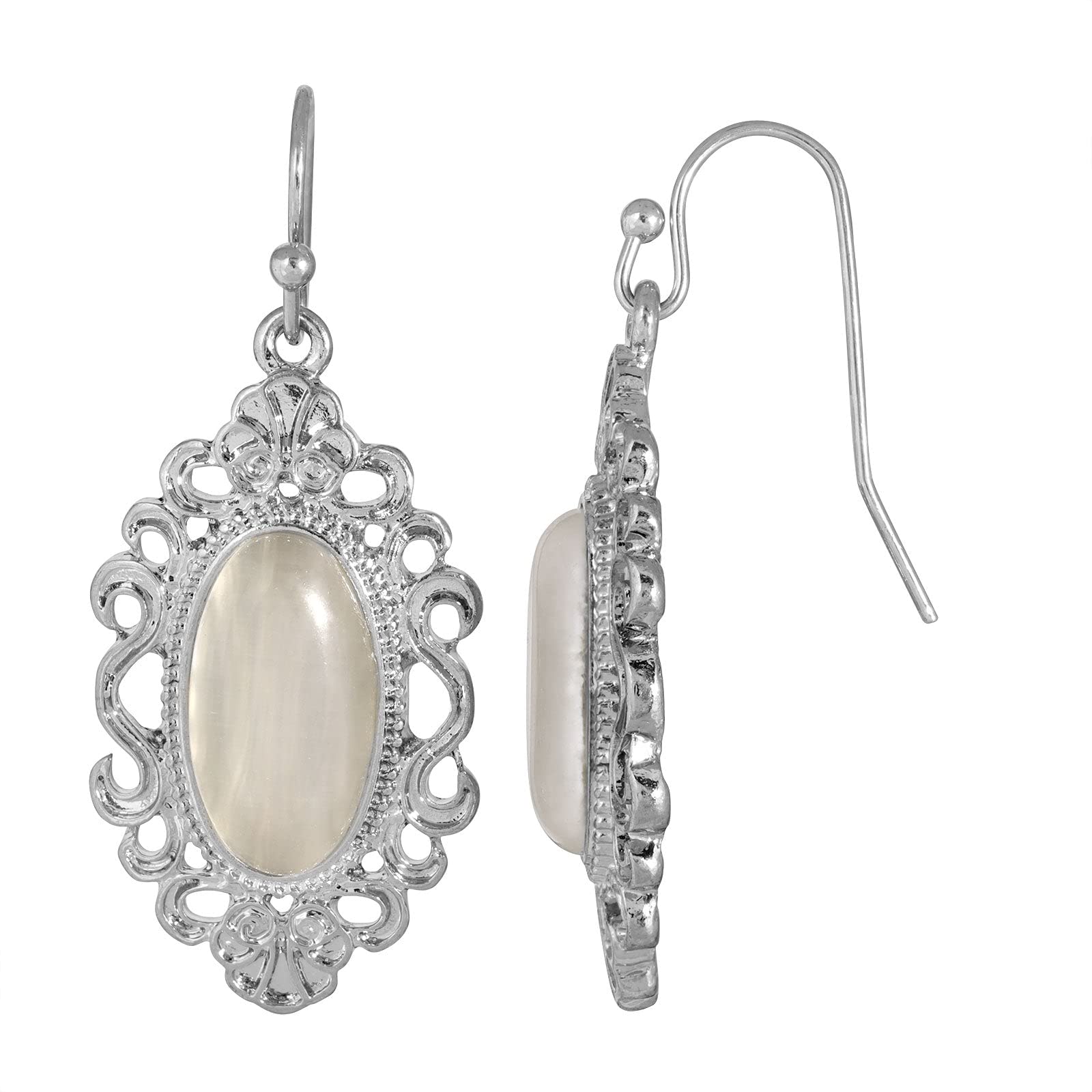 Vintage 1928 Antique Style Oval Cat's Eye Drop Earrings for Women - Elegant Dangle Jewelry for Parties, Weddings & Special Occasions