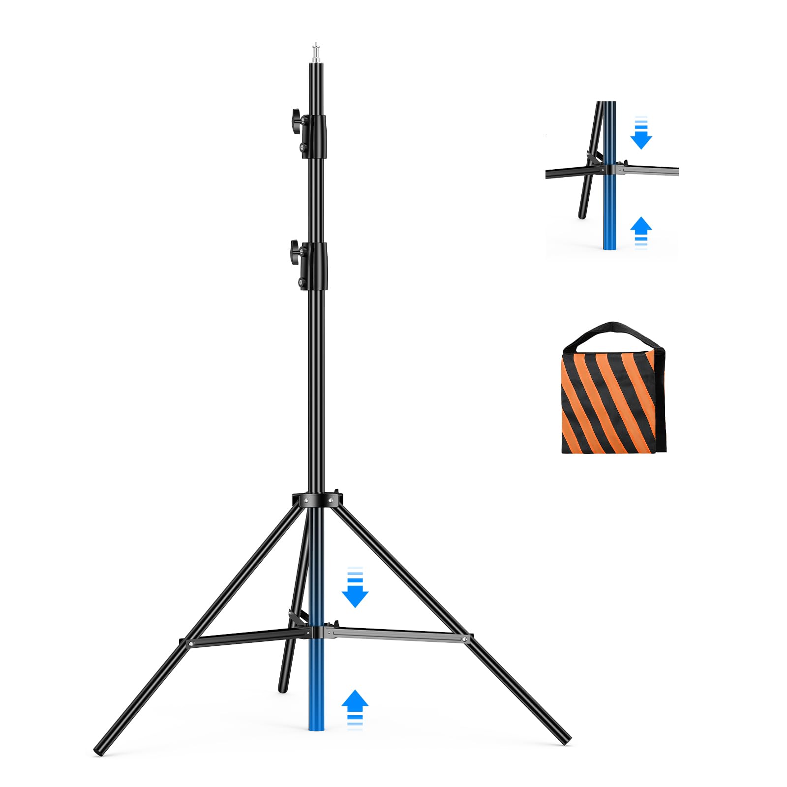 Heavy Duty 9.8ft Adjustable Light Stand - 3m Photography Tripod with Air Cushion, 22LB Capacity & 1/4
