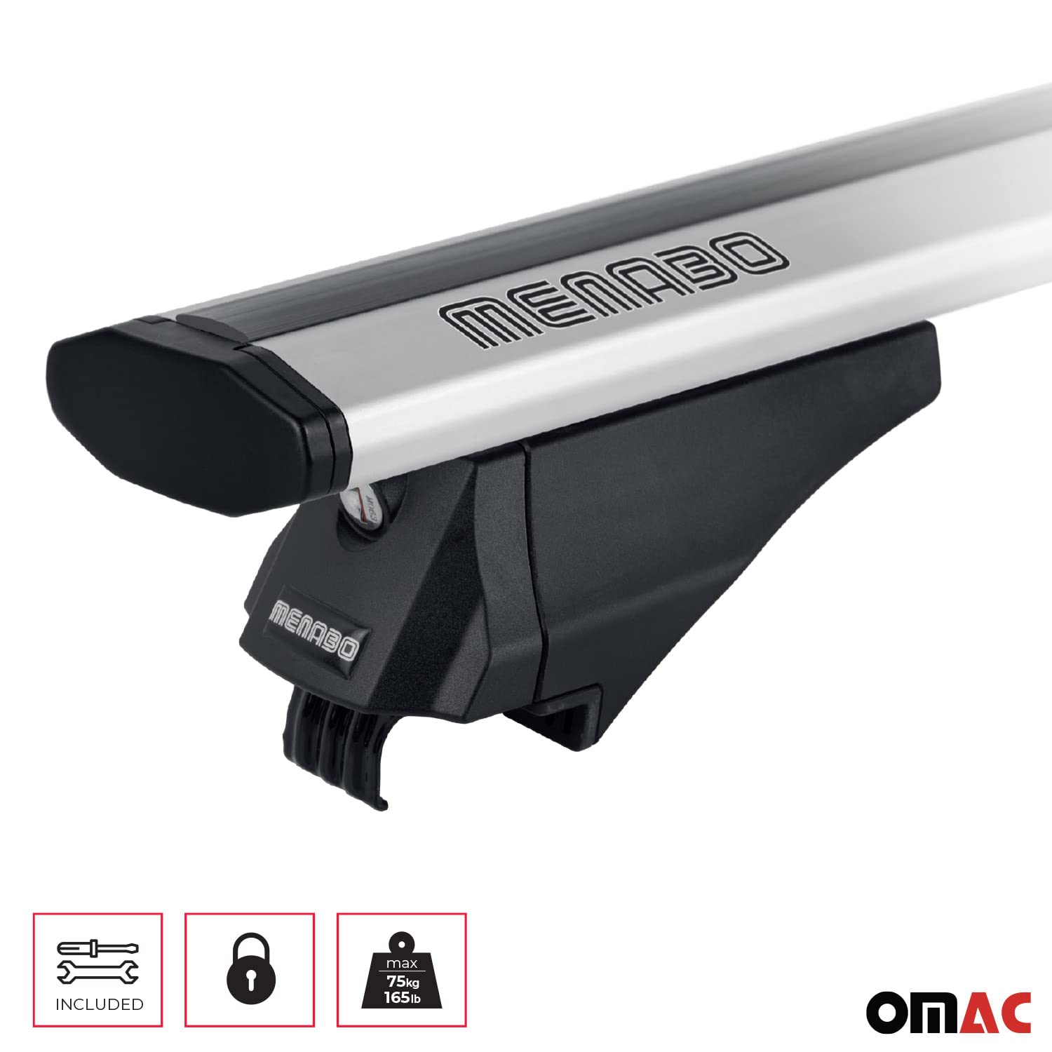 OMAC Aluminum Roof Rack Cross Bars for Volvo XC40 (2019-2024) - 2-Pack Anti-Theft Grey Cargo Carrier for Kayak, Canoe, Surfboard, Ski, Snowboard & Camping Gear - Perfect for Outdoor Adventures & Road Trips