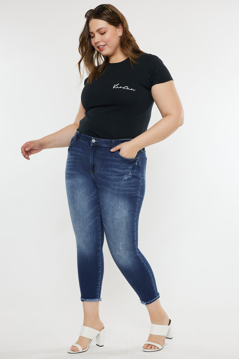 Plus Size Mid Rise Ankle Skinny Jeans for Women - Stretch Denim Pants with Comfortable Fit - Perfect for Casual Outfits, Date Nights & Office Wear