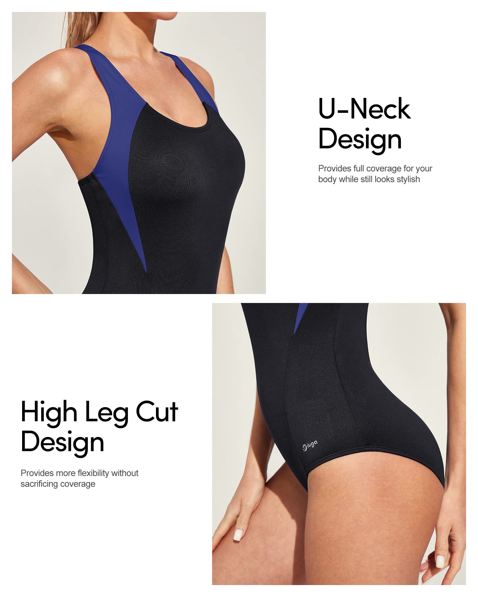 **IUGA Women's Athletic One Piece Swimsuit - Adjustable Racerback, Tummy Control Swimwear for Training & Lap Swimming | Perfect for Pool Workouts, Beach Volleyball & Water Aerobics**
