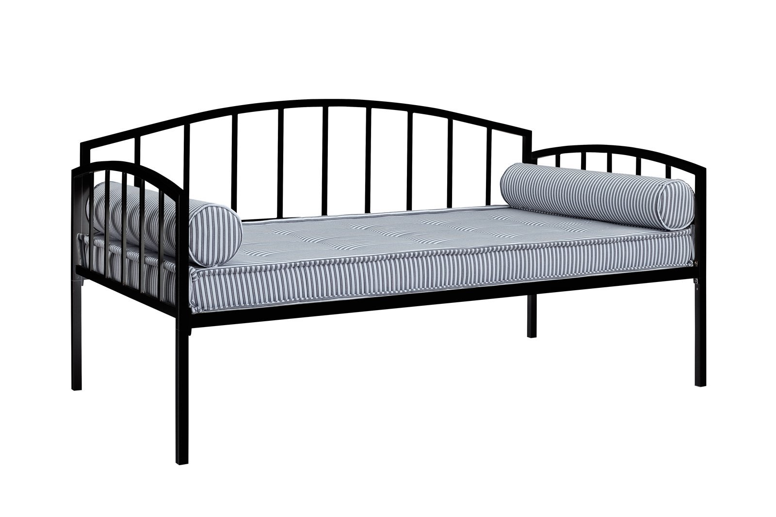 DHP Ava Metal Daybed Frame with Round Arm Design - Twin Size Mattress Fit - Black - Perfect for Guest Rooms, Dormitories & Small Spaces