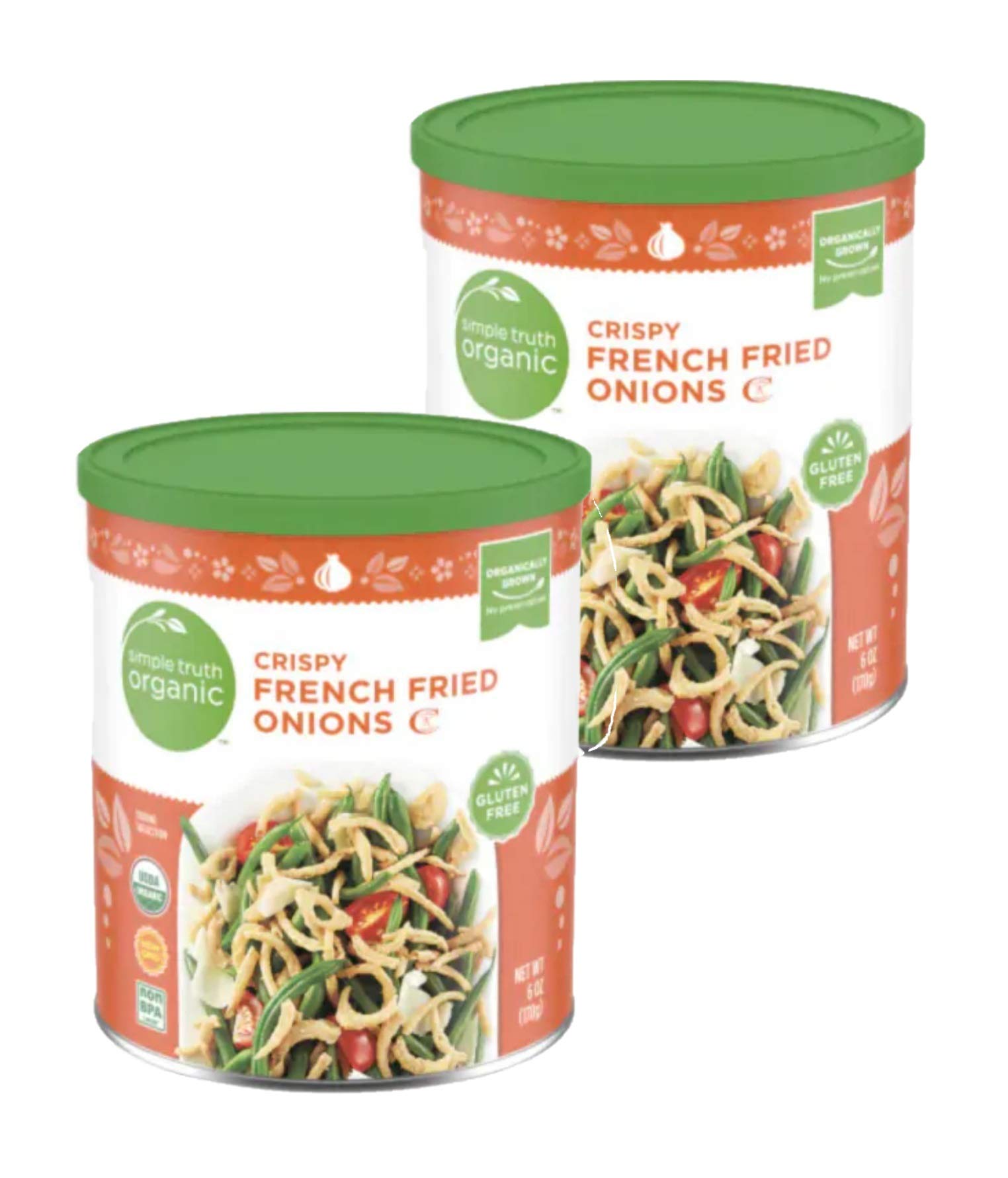 Simple Truth Organic Crispy French Fried Onions, 6 oz (Pack of 2) – Gluten-Free Topping for Salads, Casseroles & Green Bean Casserole – Perfect for Thanksgiving & Holiday Cooking
