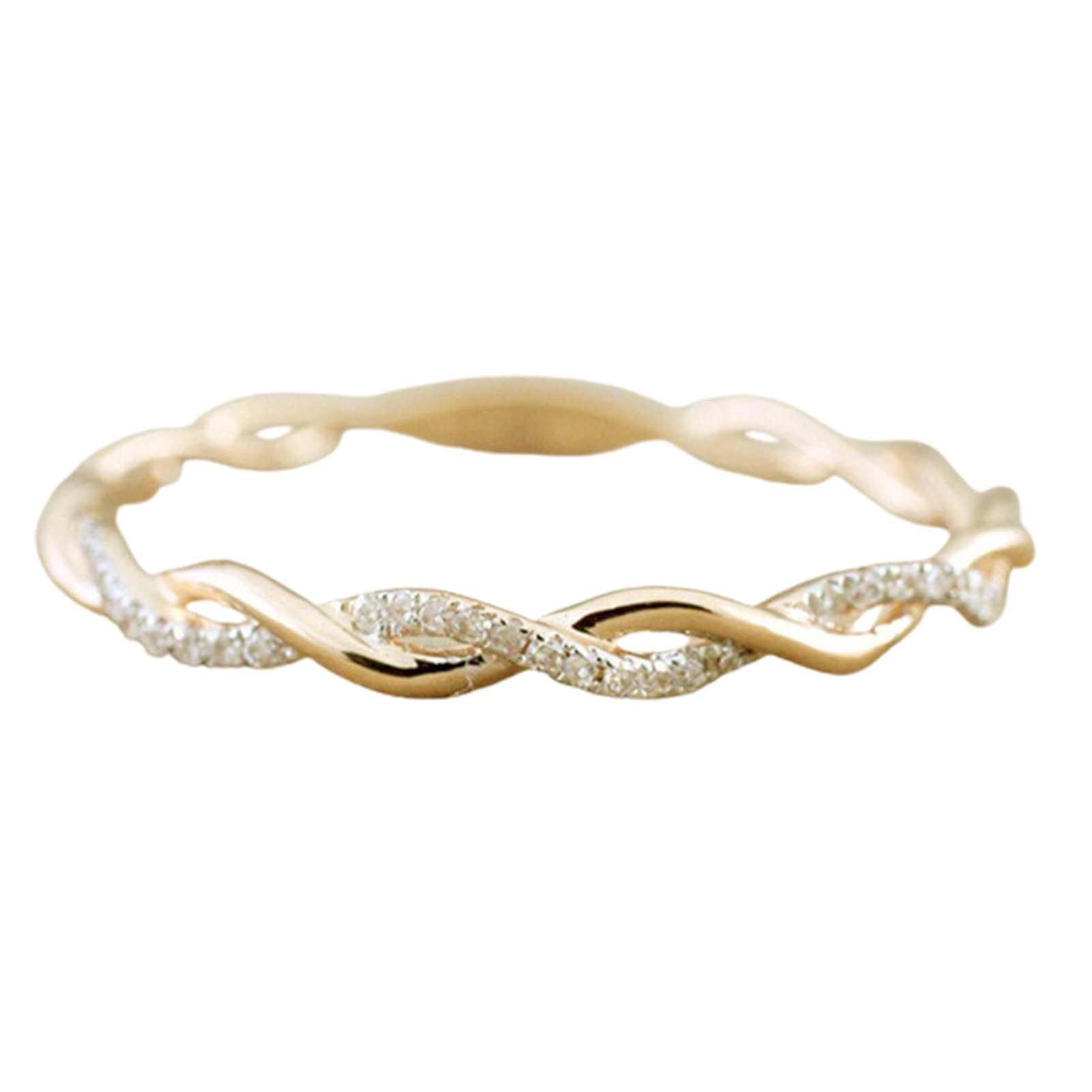 Stackable Couple Rings for Women & Men - Twisted Knuckle Rings with Rhinestones, Wedding & Engagement Jewelry Gift - Elegant Statement Rings for Daily Wear & Special Occasions