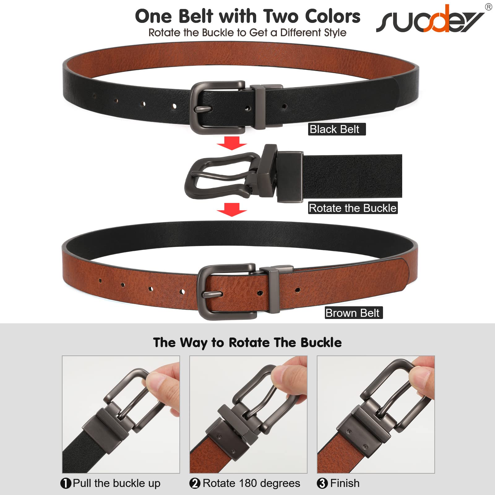 SUOSDEY Boys Reversible Leather Belt - Adjustable Kids Belt for School Uniforms & Jeans | Classic Casual Back to School Accessory for Children | Perfect for Daily Wear & Special Occasions
