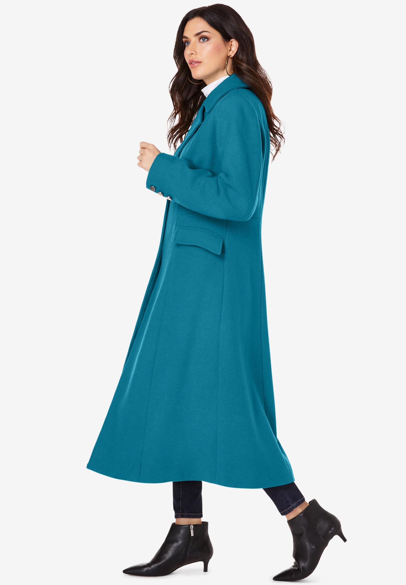 Roaman's Women's Plus Size Long Wool Blend Coat - Warm Winter Trench Coat for Curvy Women | Perfect for Office, Travel & Formal Occasions