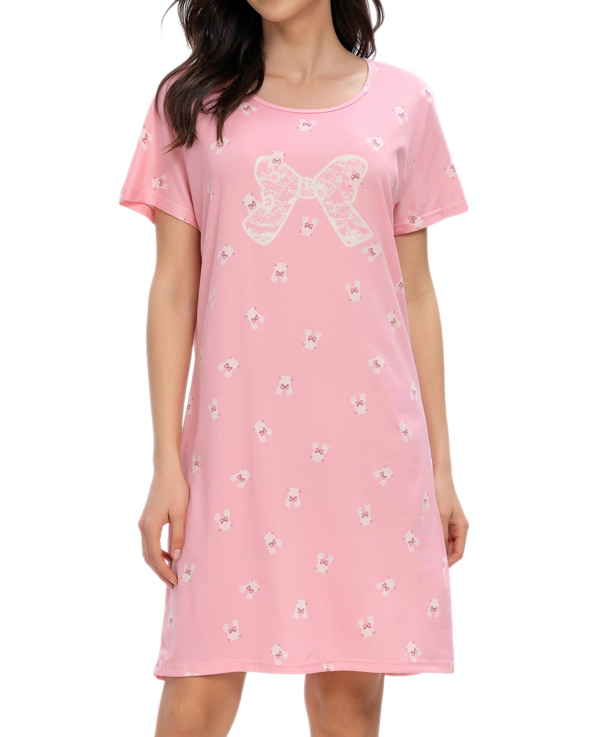 TOP-VIGOR Women's Cotton Nightgowns - Soft Printed Sleep Shirts & Comfortable Sleepwear Pajama Dresses for Ladies - Perfect for Relaxing at Home, Lounging & Overnight Stays