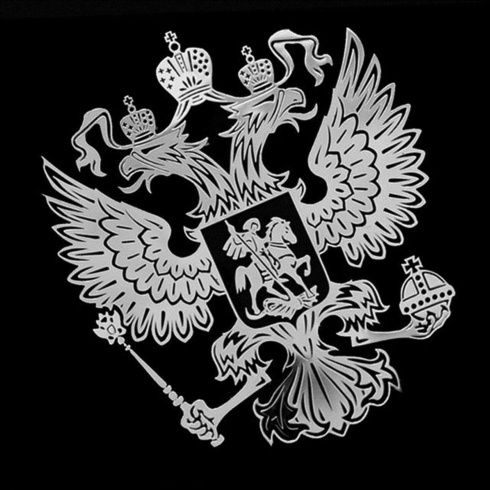 Russian Eagle Emblem Car Stickers - Nickel Metal Decals for Motorcycle & Auto Decoration (6.0x5.4cm Silver) - Patriotic Vehicle Styling