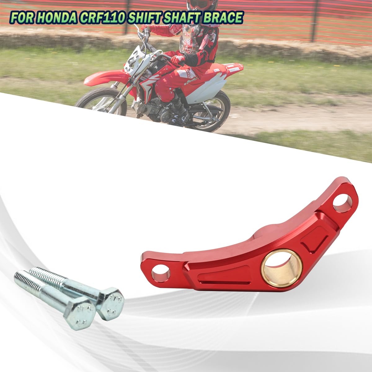 Canitu Red Shift Brace - CNC Aluminum Shifter Support for Honda CRF110 2013-2023 | Off-Road Riding