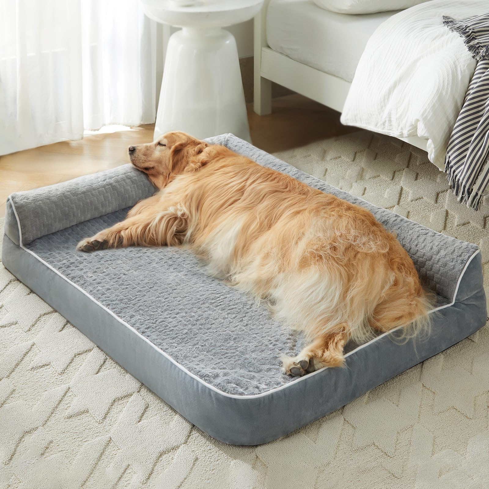 Orthopedic Dog Beds for Large Dogs - Waterproof Sofa Pet Bed with Removable Washable Cover, Non-Slip Bottom & Supportive Foam - Perfect for Arthritis, Joint Pain & Senior Dogs - Ideal for Living Room, Bedroom or Crate Use