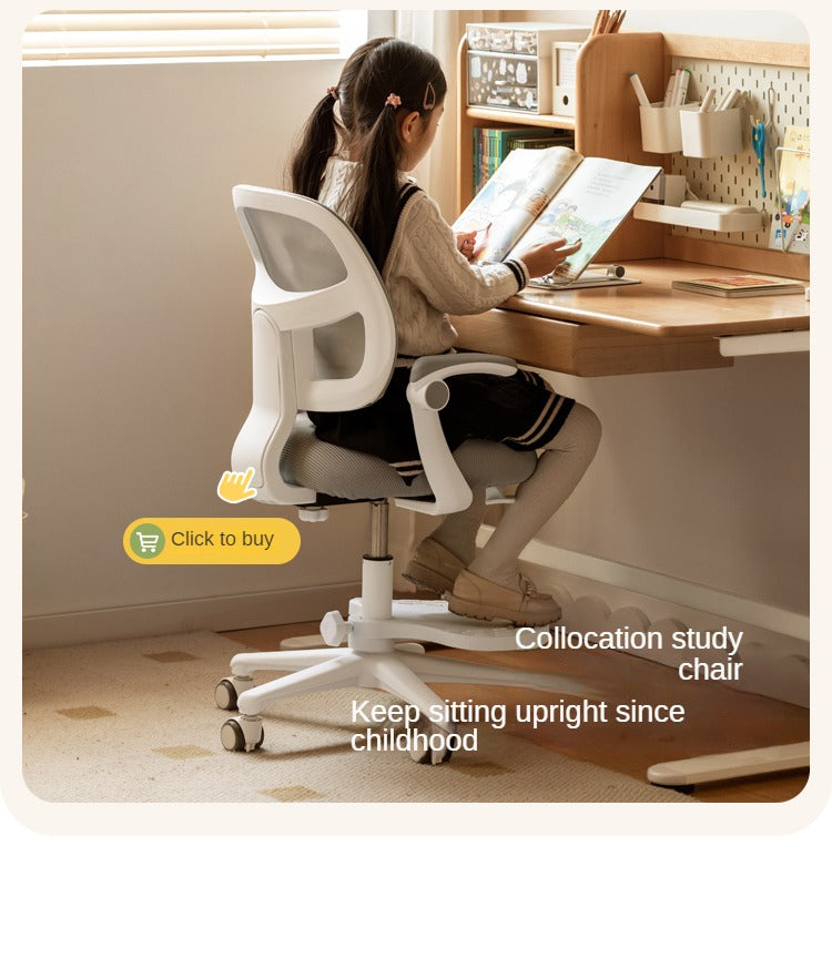 Premium Beech & Oak Solid Wood Kids Study Desk - Ergonomic Children's Writing Table for Homework & Crafts - Perfect for Bedroom, Homeschool & Montessori Learning