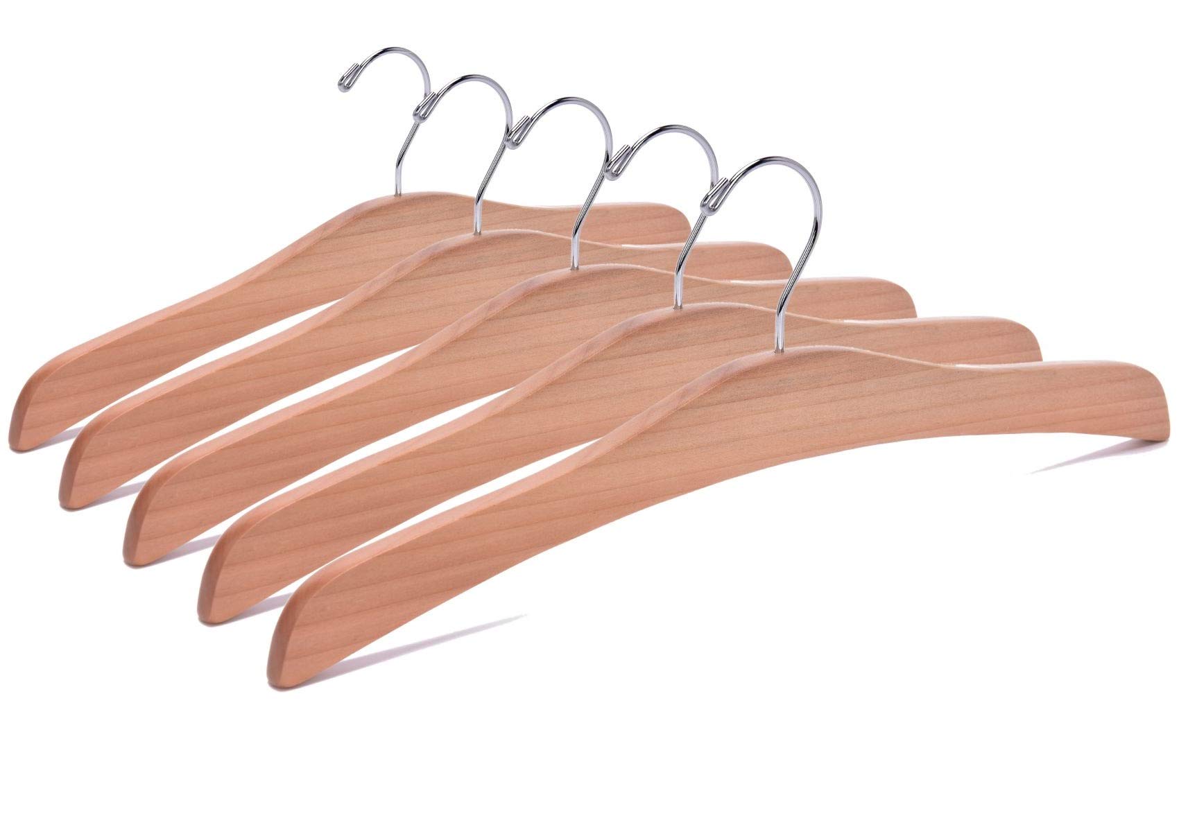 Premium 100 Solid Wooden Clothes Hangers - Heavy Duty Wood Coat Hangers for Jackets, Shirts, Pants & Suits - Natural Wooden Dress Hangers for Closet Organization & Boutique Display