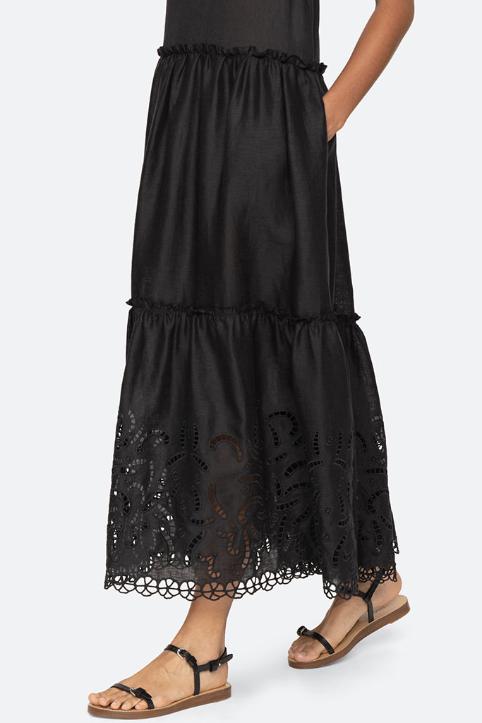 Sea New York Marja Embroidery Flutter Dress - Black | Flowy Summer Dress for Women | Perfect for Beach Vacations, Date Nights & Outdoor Parties