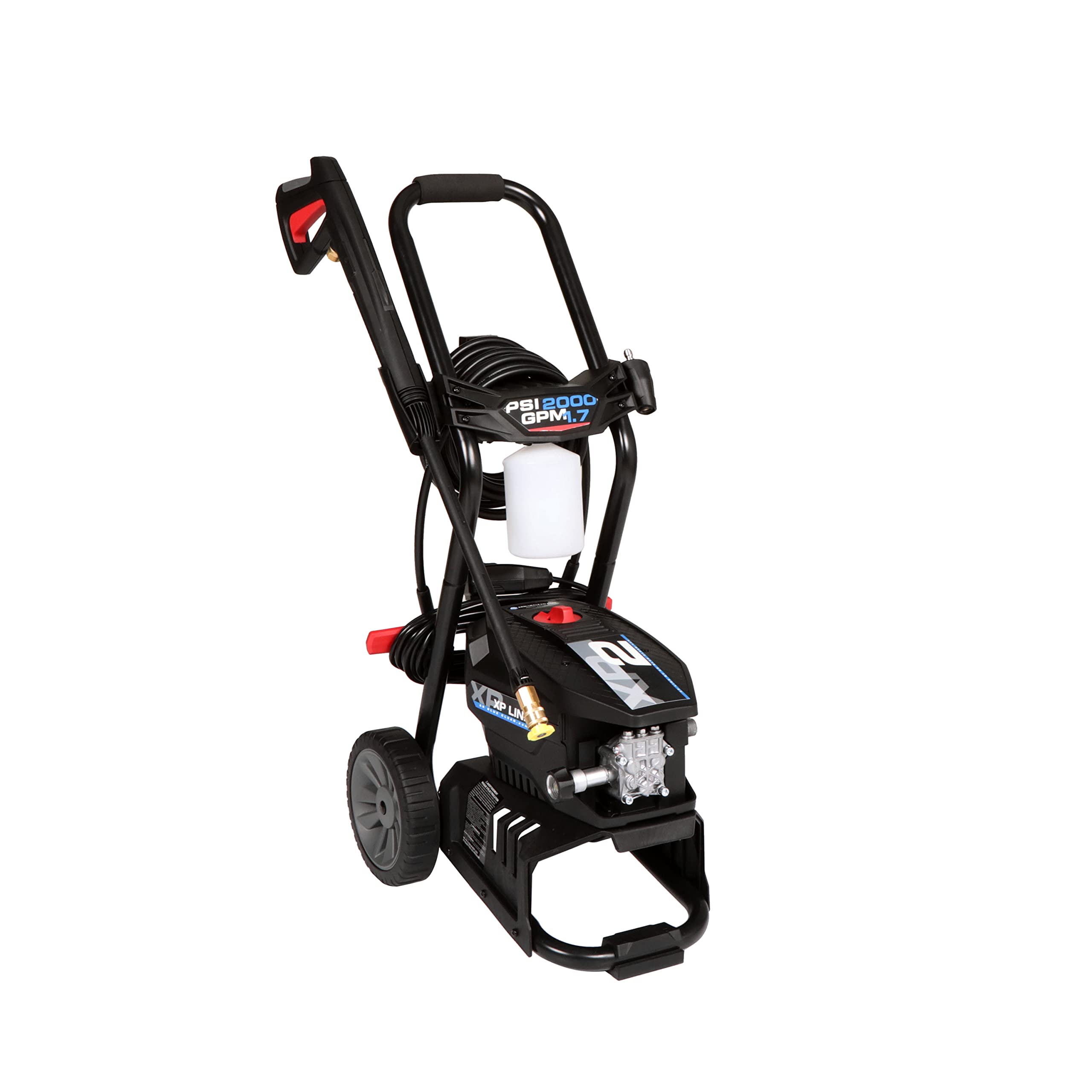 AR Blue Clean BCXP22000 Electric Pressure Washer - 2000 PSI, 1.7 GPM, 13 Amp with Bayonet Connect Accessories | Portable High-Pressure Cleaner for Cars, Patios, Driveways & Outdoor Cleaning | Includes Two-Wheel Trolley & Onboard Storage