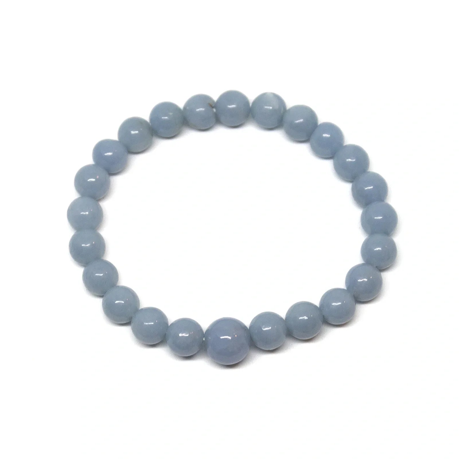 Angelite Beaded Bracelet - 6mm Wrist Mala for Average Wrists - Meditation, Yoga & Spiritual Healing Jewelry